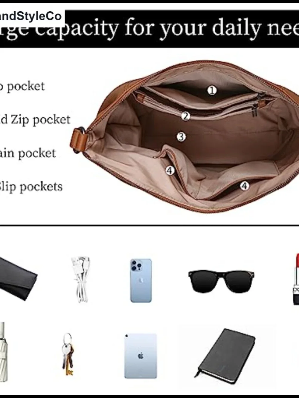 Soft Leather Hobo Shoulder Crossbody Handbag Purse for Women